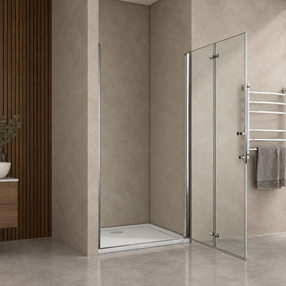 Porte de douche pivotante-pliante pour niche – en situation dans une salle de bain