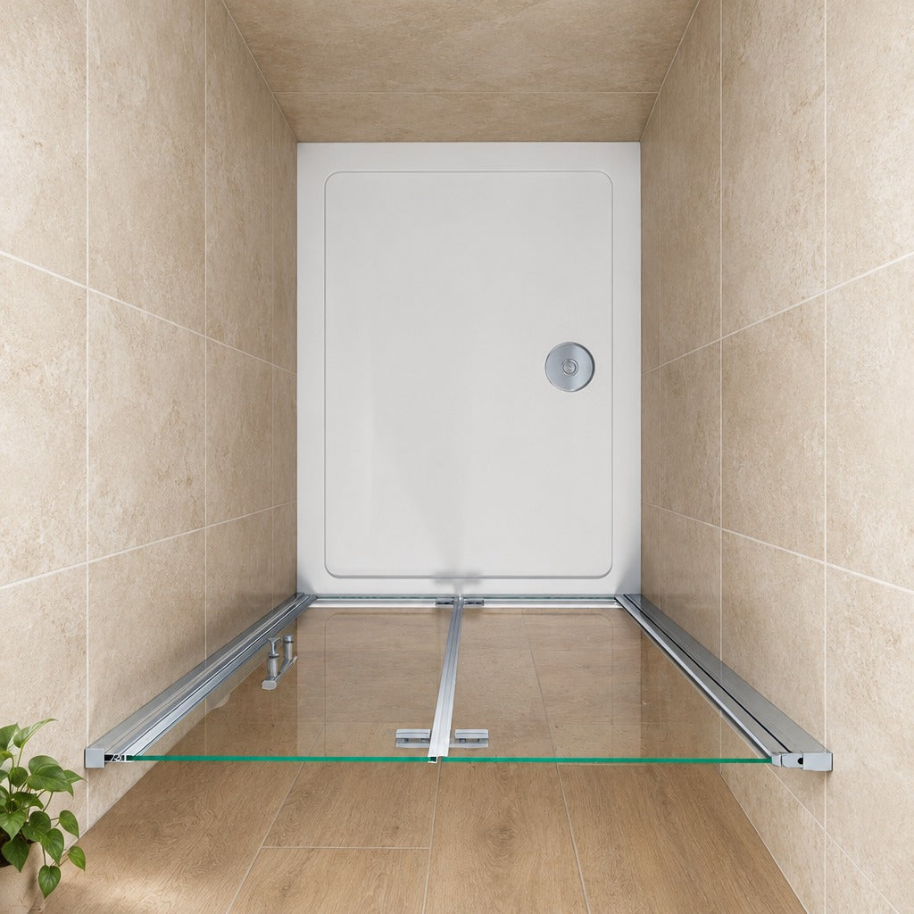Porte de douche pivotante-pliante pour niche – en situation dans une salle de bain
