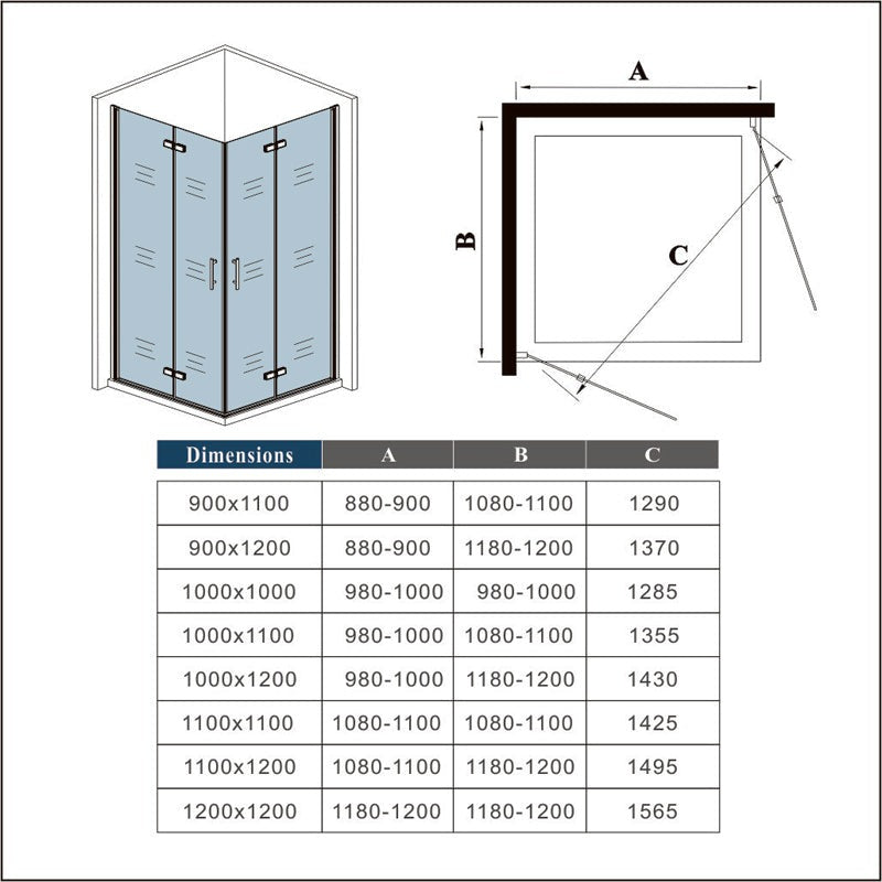 Cabine de douche pivotante-pliante accès d'angle – en situation dans une salle de bain