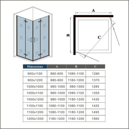 Cabine de douche pivotante-pliante accès d'angle – en situation dans une salle de bain