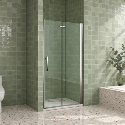 Porte de douche pivotante-pliante pour niche – en situation dans une salle de bain