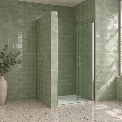 Porte de douche pivotante-pliante pour niche – en situation dans une salle de bain