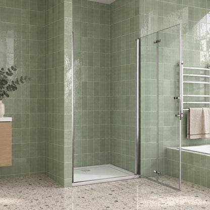 Porte de douche pivotante-pliante pour niche – en situation dans une salle de bain
