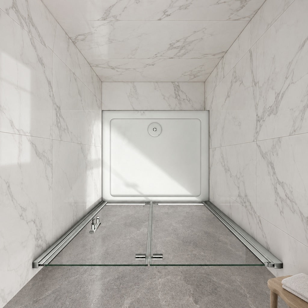 Porte de douche pivotante-pliante pour niche – en situation dans une salle de bain
