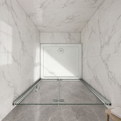 Porte de douche pivotante-pliante pour niche – en situation dans une salle de bain