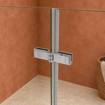 Porte de douche pivotante-pliante avec élément fixe pour niche – en situation dans une salle de bain