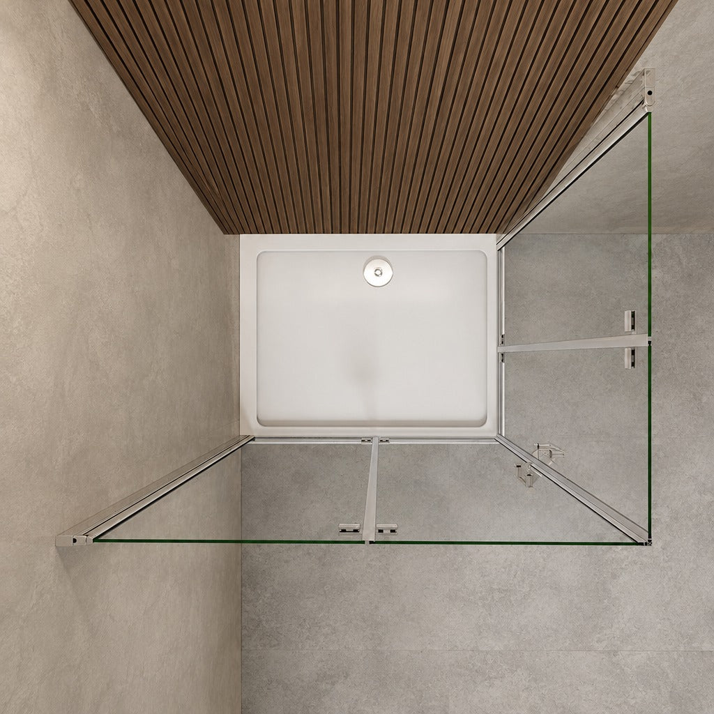 Cabine de douche pliante accès d'angle – en situation dans une salle de bain