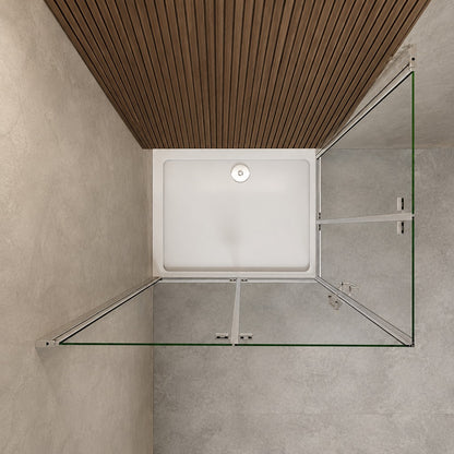 Cabine de douche pliante accès d'angle – en situation dans une salle de bain