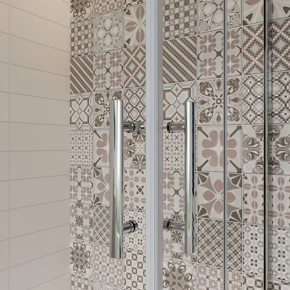 Cabine de douche pliante accès d'angle – en situation dans une salle de bain