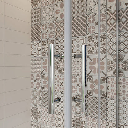 Cabine de douche pliante accès d'angle – en situation dans une salle de bain