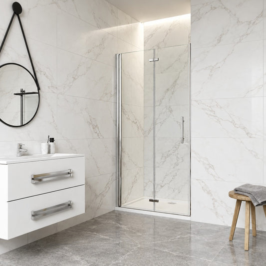Porte de douche pliante – en situation dans une salle de bain