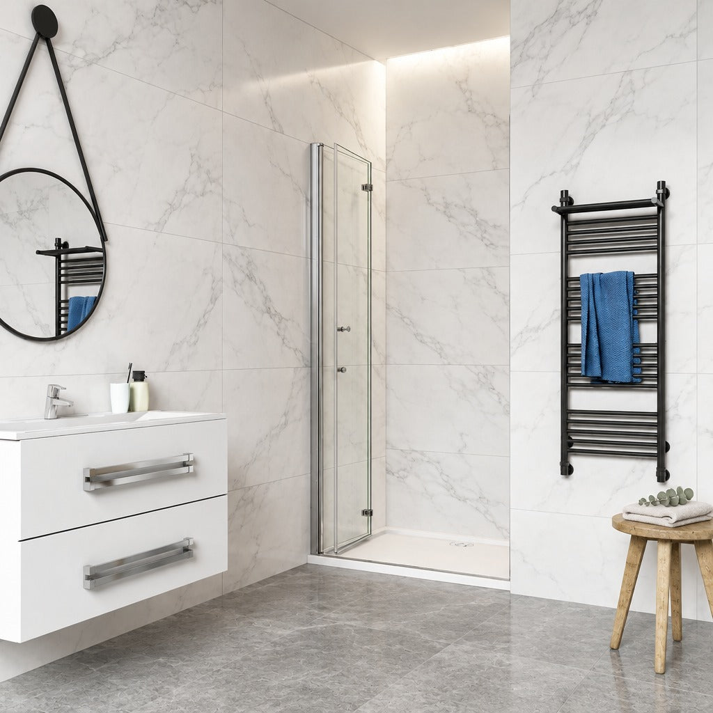 Porte de douche pliante – en situation dans une salle de bain
