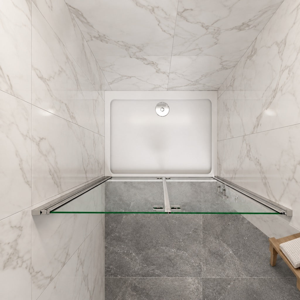 Porte de douche pliante – en situation dans une salle de bain