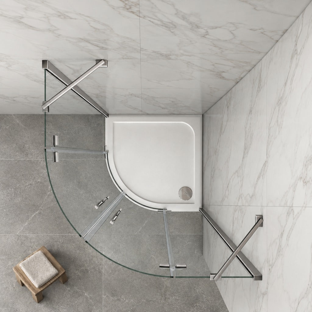Cabine de douche pivotante quart de cercle – en situation dans une salle de bain