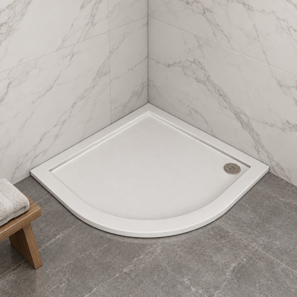 Cabine de douche pivotante quart de cercle – en situation dans une salle de bain