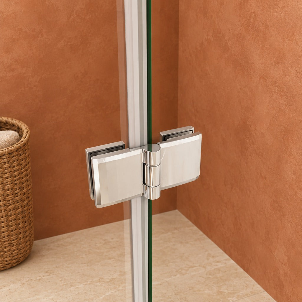 Porte de douche pivotante-pliante – en situation dans une salle de bain