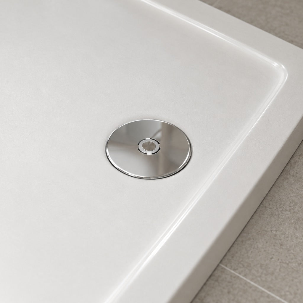 Receveur de douche extra-plat blanc en Solid Surface antidérapant et – vue de détail