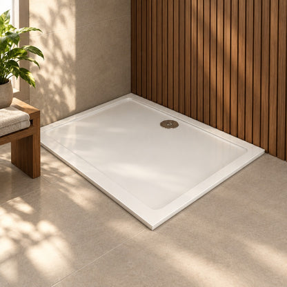 Receveur de douche extra-plat blanc en Solid Surface antidérapant et – ambiance salle de bain