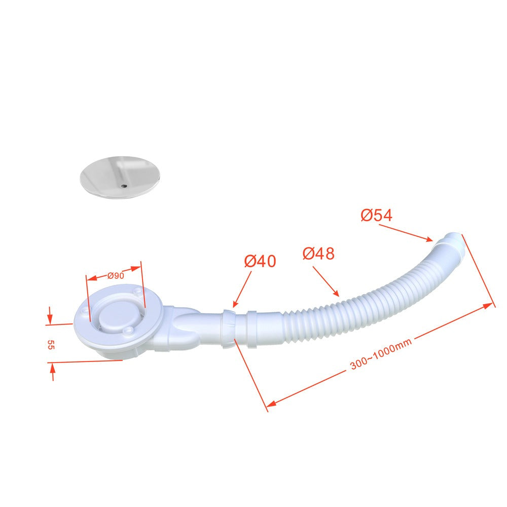 Receveur de douche extra-plat blanc en Solid Surface antidérapant et – schéma et dimensions