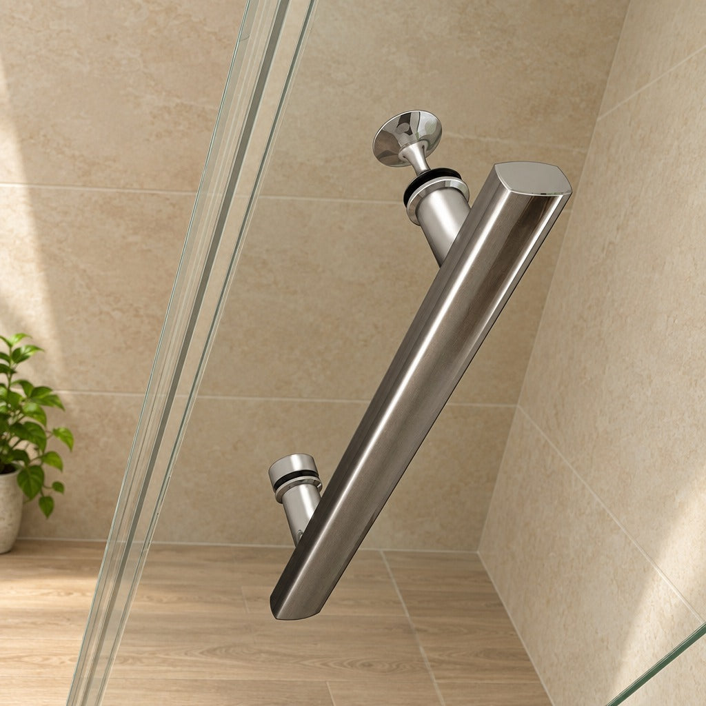 Porte de douche pivotante pour niche – en situation dans une salle de bain