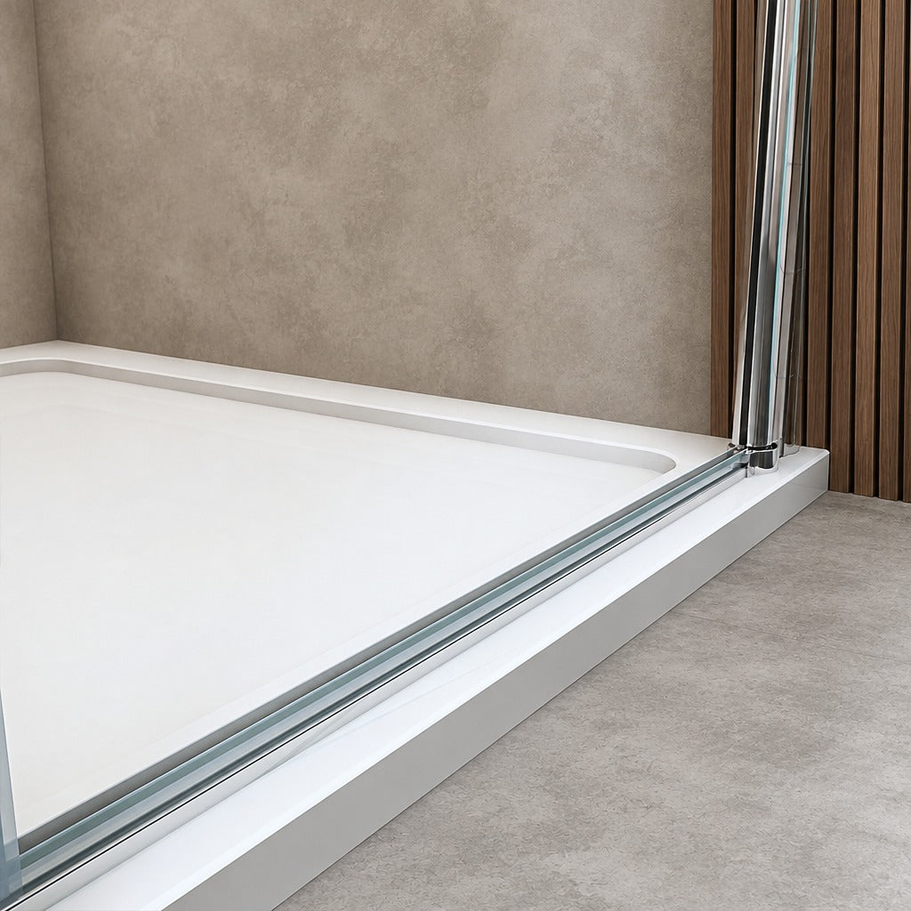 Porte de douche pivotante pour niche – en situation dans une salle de bain