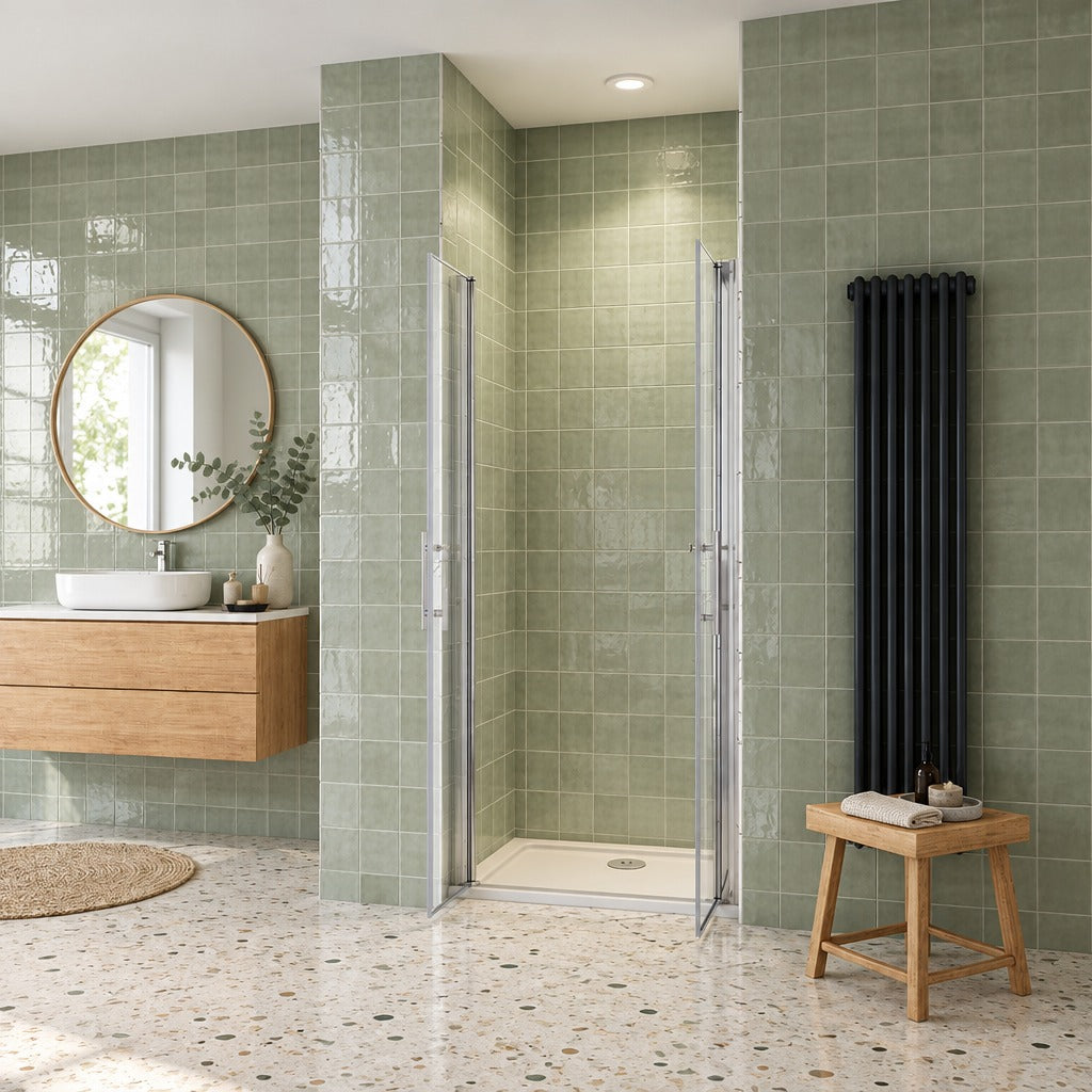 Porte de douche battante pour niche – en situation dans une salle de bain
