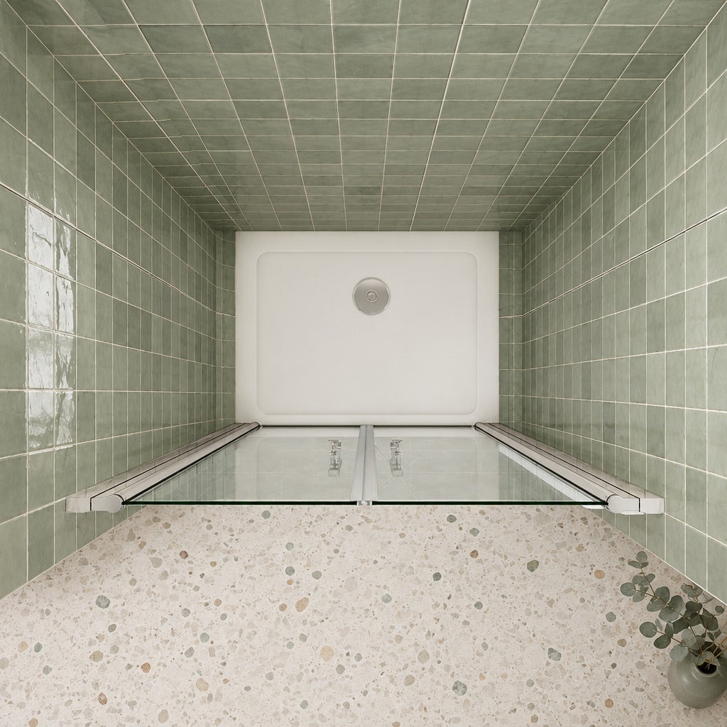 Porte de douche battante pour niche – en situation dans une salle de bain