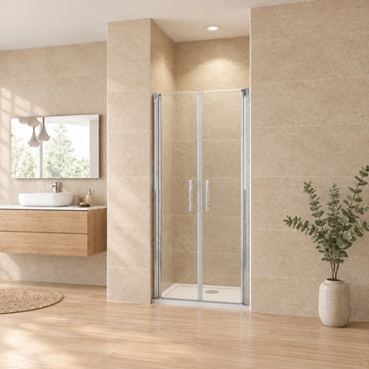 Porte de douche battante pour niche – en situation dans une salle de bain