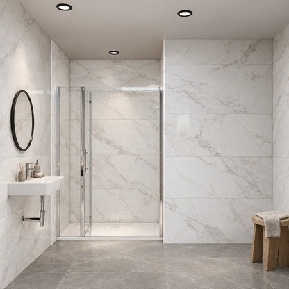 Porte de douche pliante – en situation dans une salle de bain