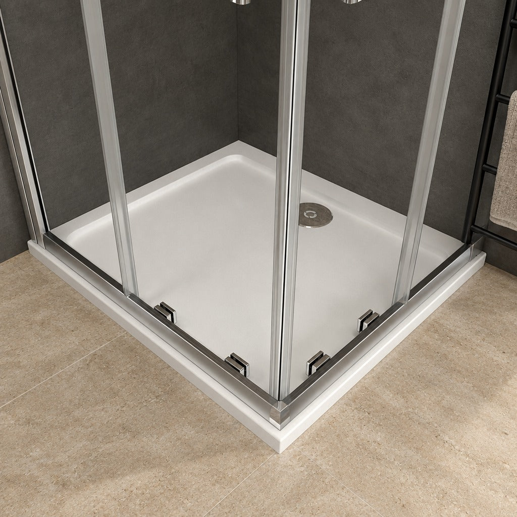 Cabine de douche coulissante accès d'angle – en situation dans une salle de bain