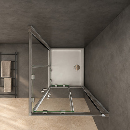 Cabine de douche coulissante accès d'angle – en situation dans une salle de bain