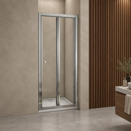 Porte de douche pliante pour niche – en situation dans une salle de bain