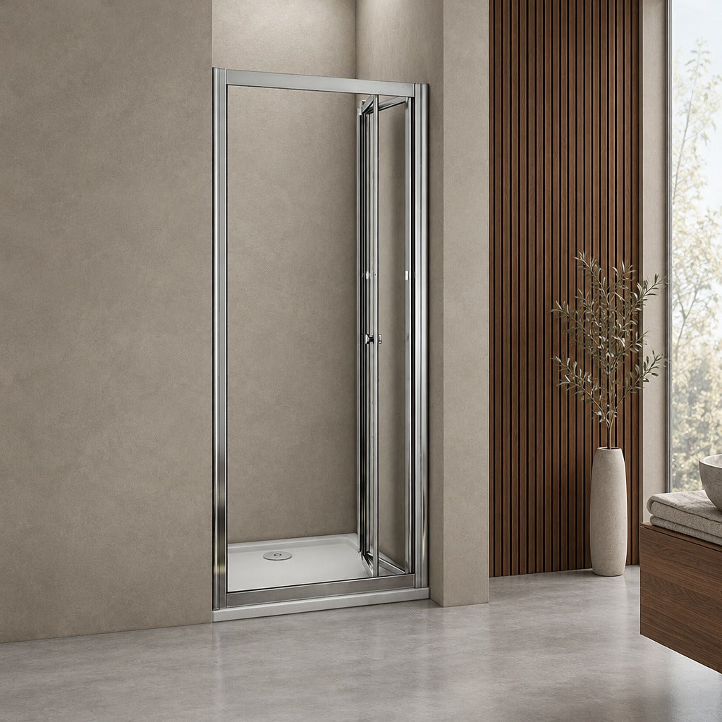 Porte de douche pliante pour niche – en situation dans une salle de bain