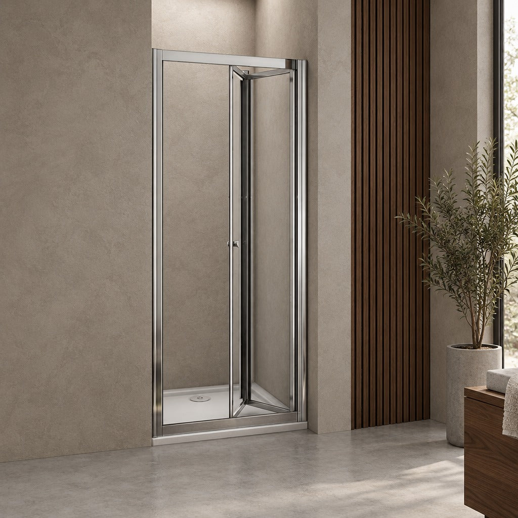Porte de douche pliante pour niche – en situation dans une salle de bain