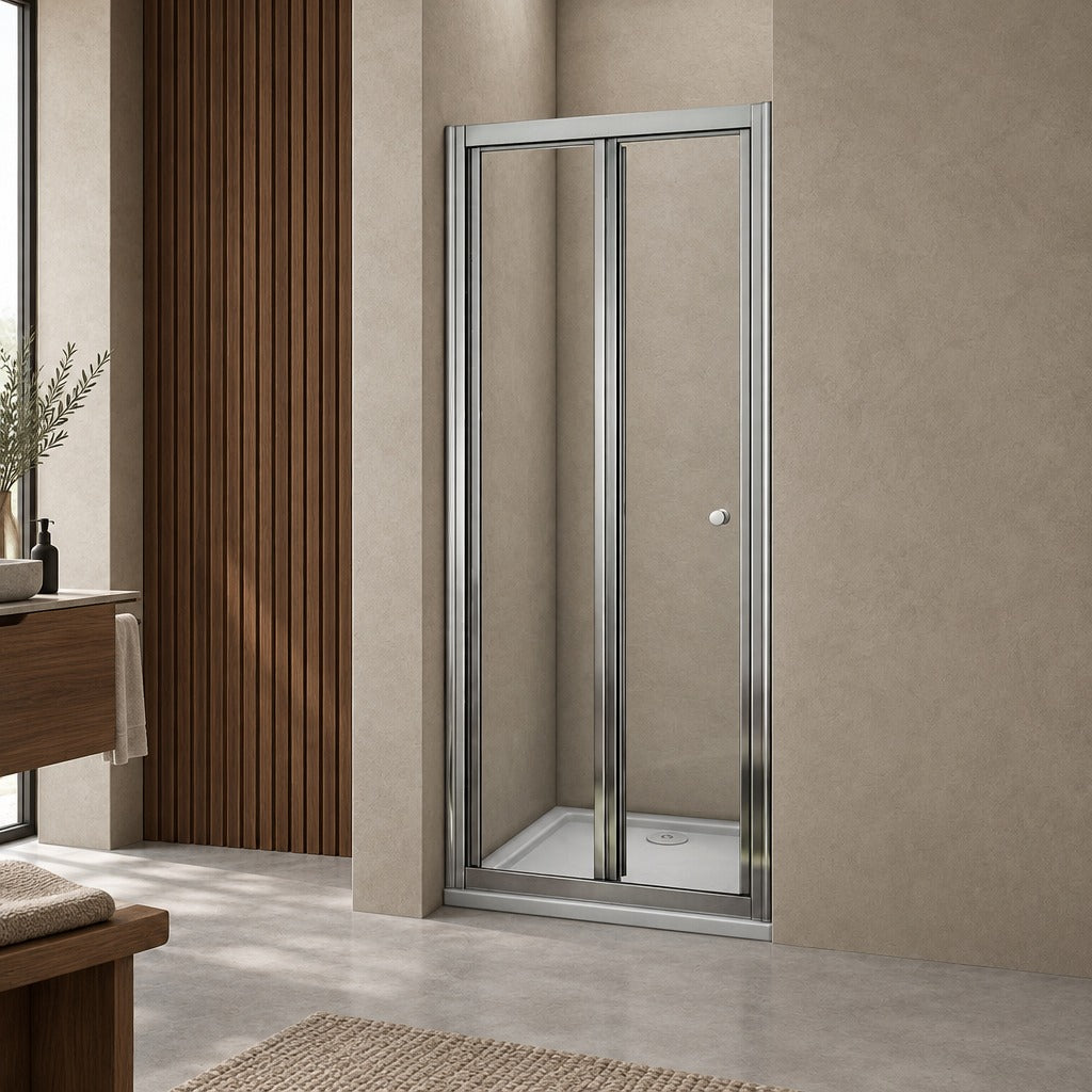 Porte de douche pliante pour niche – en situation dans une salle de bain