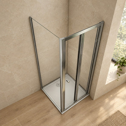 Cabine de douche pliante accès d'angle – en situation dans une salle de bain