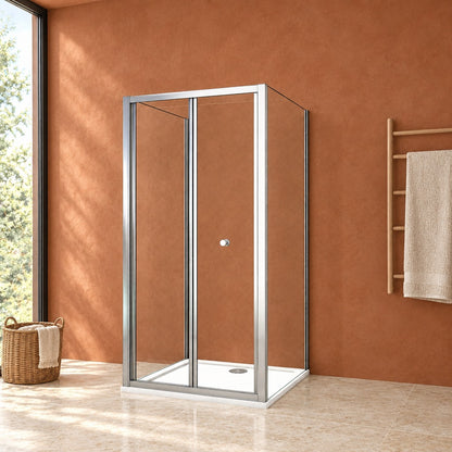 Cabine de douche pliante en U avec 2 parois latérales – en situation dans une salle de bain