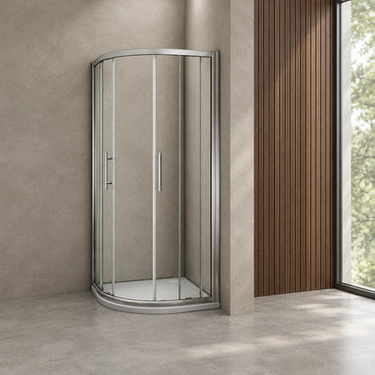 Cabine de douche coulissante quart de cercle – en situation dans une salle de bain
