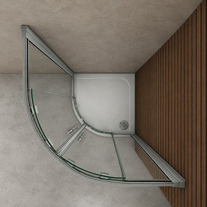 Cabine de douche coulissante quart de cercle – en situation dans une salle de bain