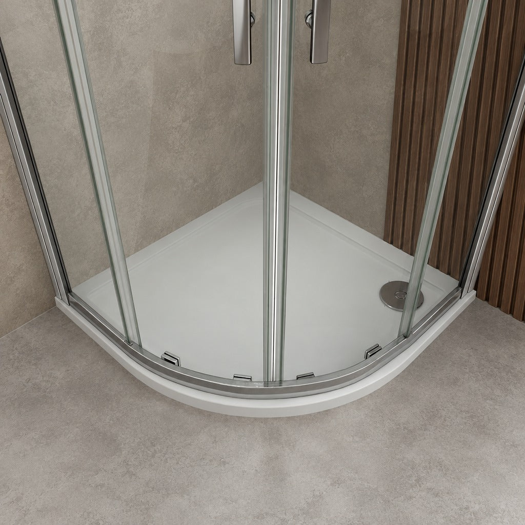 Cabine de douche coulissante quart de cercle – en situation dans une salle de bain