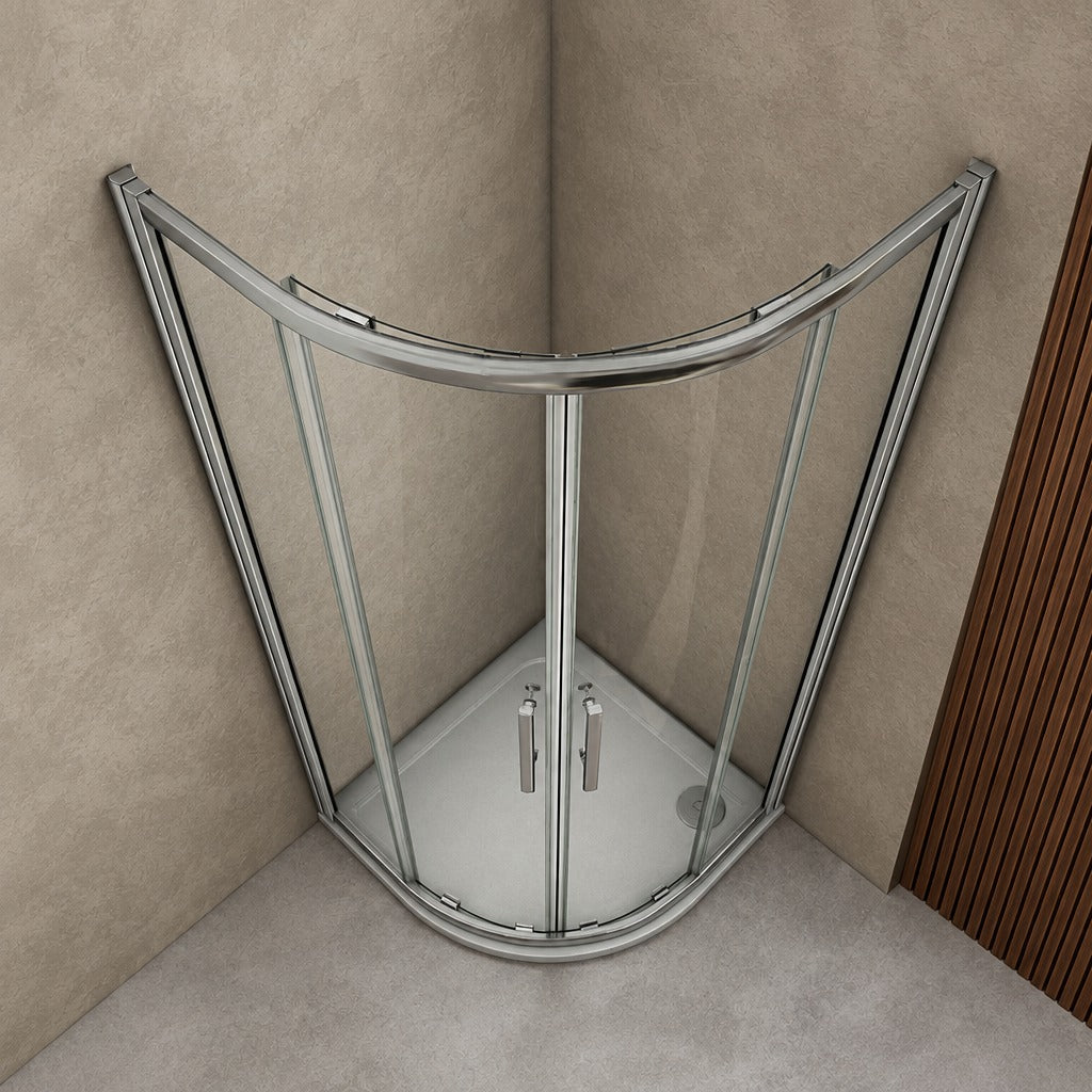 Cabine de douche coulissante quart de cercle – en situation dans une salle de bain