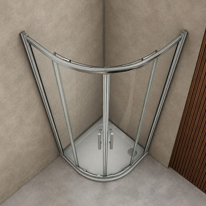 Cabine de douche coulissante quart de cercle – en situation dans une salle de bain