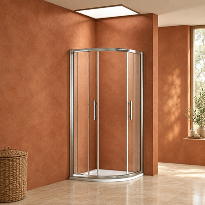 Cabine de douche coulissante quart de cercle – en situation dans une salle de bain