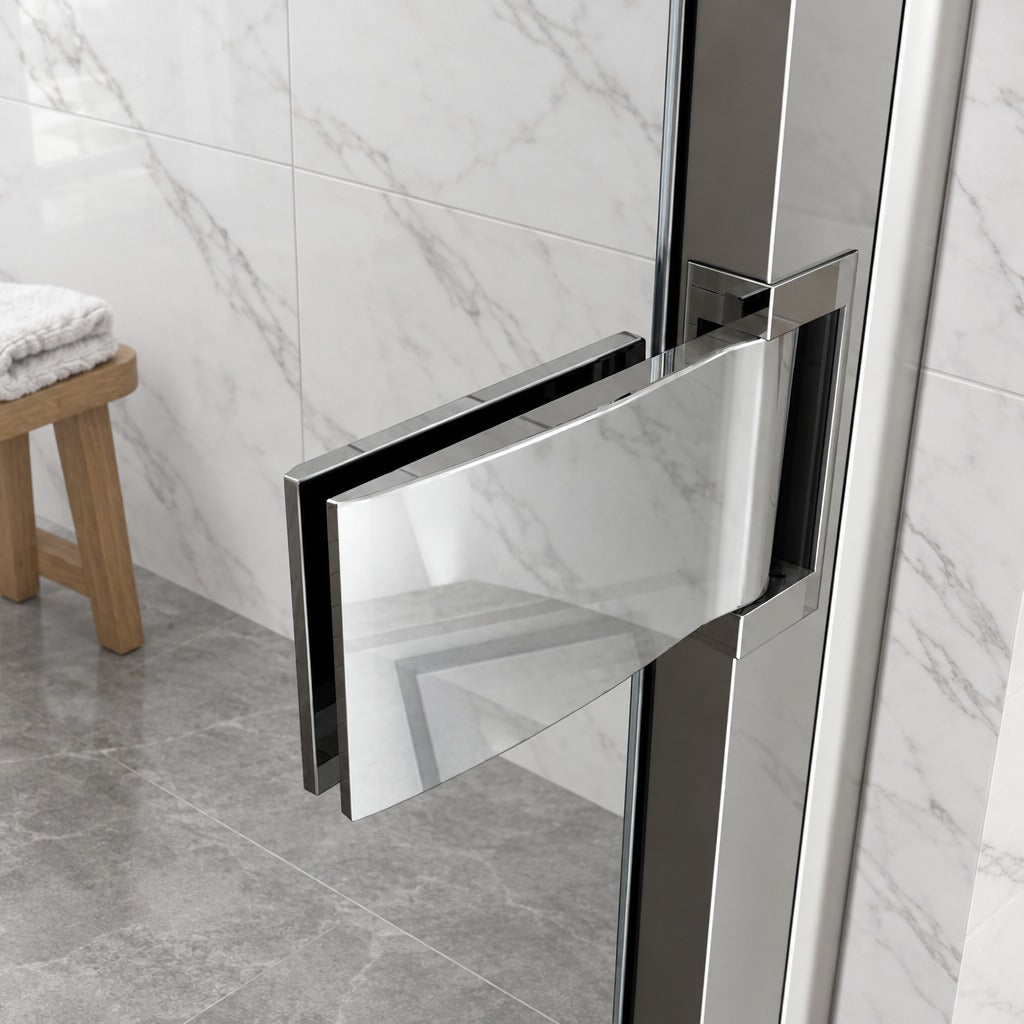 Porte de douche pivotante – en situation dans une salle de bain