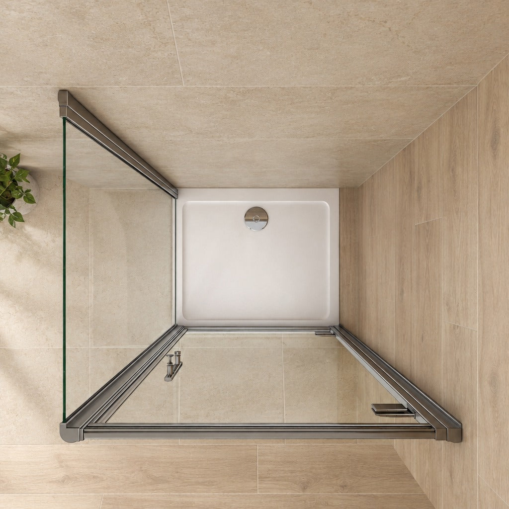 Cabine de douche pivotante accès d'angle – en situation dans une salle de bain