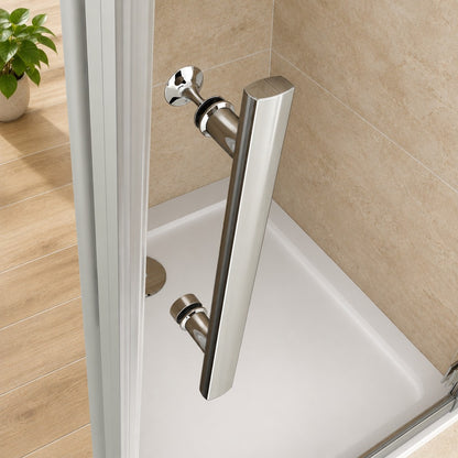 Cabine de douche pivotante accès d'angle – en situation dans une salle de bain