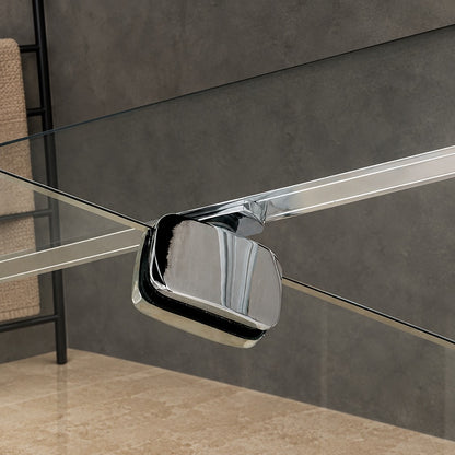 Porte de douche pivotante avec paroi fixe pour niche – en situation dans une salle de bain