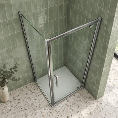 Cabine de douche pivotante accès d'angle – en situation dans une salle de bain