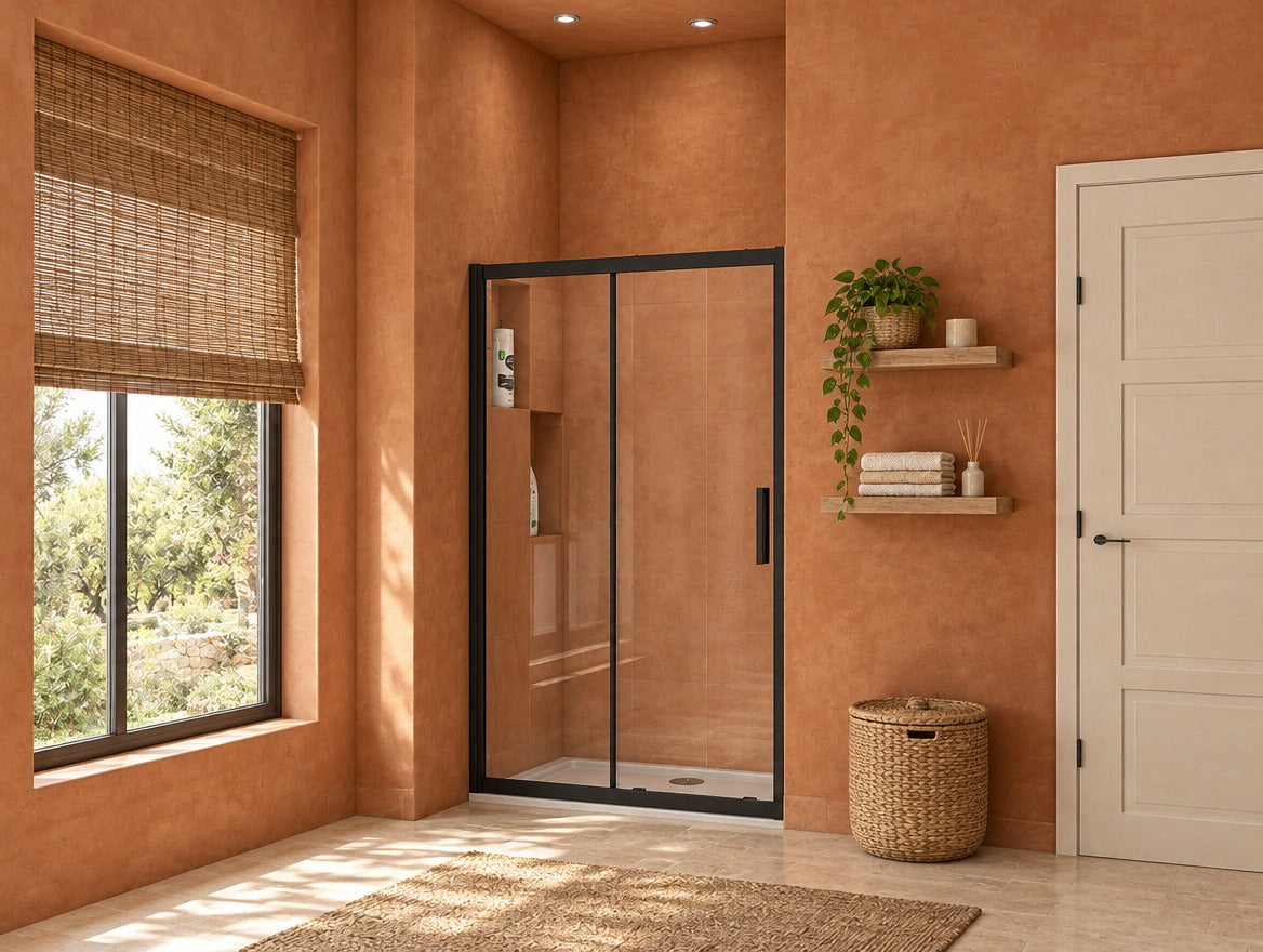 Porte de douche coulissante – en situation dans une salle de bain