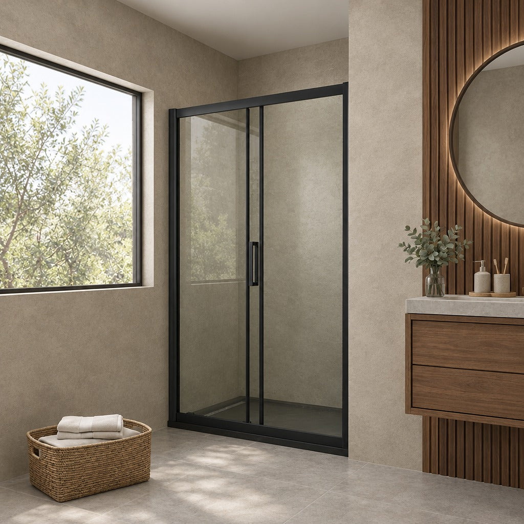 Porte de douche coulissante – en situation dans une salle de bain
